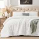 Quataly Marshmallow Queen Fleece Comforter Set White Faux Fur Fluffy Comforter Set Luxury Bedding Set Soft Plush Fuzzy Warm Bed Set All Season 3 Pieces (1 Shaggy Comforter, 2 Pillowcases)