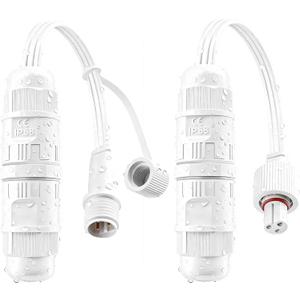 Waterproof Wire Connector for Govee Permanent Outdoor Lights, Compatible with Govee H705A H705B H705C H706A H706B H706C, IP68 3Pin Wire Connector for Spot String Lights, White (2 Pack)