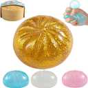 Glitter Dumpling Squishy, Viral Squishy Dumpling Mystery Box, Bao Bun Squeeze Toy,Stress Relief Fidget Toys (Golden)
