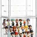 Attelite Acrylic Display Case for Collectibles, 3 Tier Figure Display Cases with 2 Movable Dividers, Clear Stackable Display Box Showcase with Magnetic Door for Action Figures