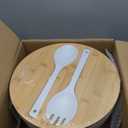 LOVYANXUE Salad Bowl with Lid, 12" Extra Large Bamboo Fiber Salad Bowl with Servers Set for Kitchen, Nature Bamboo Mixing and Serving Bowl with Lid, Spoon and Fork for Fruits, Salads and Vegetables