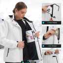 ASPO Women's Ski Jacket Waterproof Winter Jacket Insulated Warm Fleece Lined Windproof Snow Coats with Hood Snowboarding (White-upgraded)