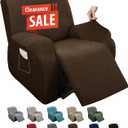 MAXIJIN Latest Recliner Slipcovers for Living Room 4 Pieces Stretch Jacquard Recliner Chair Cover Soft Fitted Recliner Protector with Elastic Bottom for Kids, Pets (Recliner, Dark Coffee)