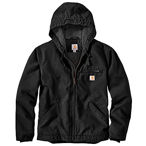 Carhartt mens Relaxed Fit Washed Duck Sherpa-lined Jacket Work Utility Outerwear, Black, XX-Large US