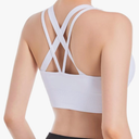 Sports Bras for Women, Criss-Cross Back, Adjustable Wire-Free Medium Support Workout Bra with Removable Cups, XL