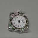 Silent Mini Vintage Analog Table Clock with Hand-Painted Metal Body and Battery Operated Non-Ticking Core for Shelf, Bedroom, Bedside, Desk, Gift Clock (Purple Rose)