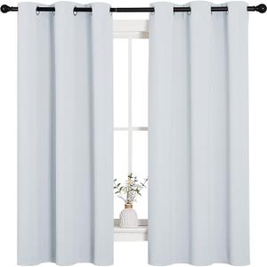 NICETOWN Window Treatment Thermal Insulated Grommet Room Darkening Curtains Drapes for Bedroom(2 Panels,42 by 63,PlatinumGreyish White)