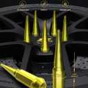 MIKKUPPA M14x1.5 Wheel Spike Lug Nuts, 32 PCS Gold Spiked Lug Nuts 14mmx1.5 Solid 4.4" Tall Acorn Lug Nut with 1 Socket Key Replacement for Chevy Silverado 1500 2500 3500, F150 F250 F350