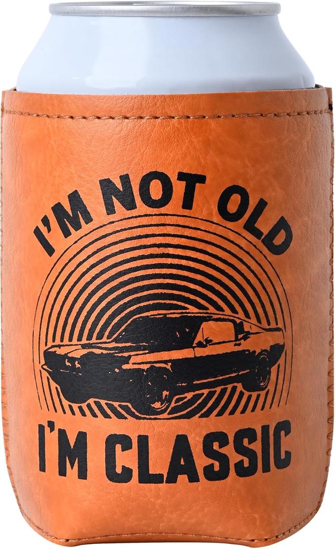 3 x Christmas Gifts for Dad from Daughter, Son for Fathers Day, Birthday Gifts for Dad, Him, Husband, Grandpa, Retirement Gifts for Men, Leather Can Cooler for Mens 12oz (Classic)