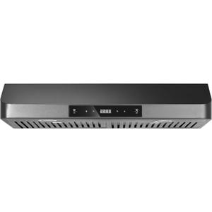 Range Hood 30inch Under Cabinet, 900CFM Black Kitchen Vent Hood with Gesture/Touch Control and Permanent Stainless Steel Filters, Ducted Vent, Top and Rear Vents