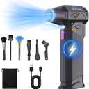 Compressed Air Duster, 210000RPM Mini Electric Air Duster Equipped with Continuously Variable Speed, Cordless Turbo Blower for Keyboard, PC, Car, Home, Outdoor (Black)