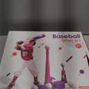 QDRAGON 2 in 1 T Ball Sets for Kids 3-5 5-8, Tee Ball Set with Automatic Pitching Machine/Adjustable Batting Bat & Stand/6 Balls, Baseball Toys Outdoor Sport for Toddlers Girls, Pink