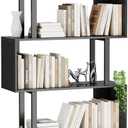 Gadroad 5-Tier Geometric Bookcase, S Shaped Bookshelf, Wood Decorative Storage Shelving, Modern Freestanding Display Shelves, Tall Book Shelf Unit for Living Room Bedroom, Black