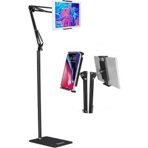 Adjustable Tablet Floor Stand Universal 360-degree Rotatable Metal Tablet Holder Phone Stand for iPad/iPhoneX/iPad Pro 4.5-12.9" Inch-Screen, Phone, Kindle(Black)