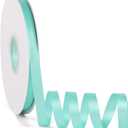 Aqua Blue 3/8" X 50 Yards Solid Color Satin Ribbon, Double Faced High Density Polyester Fabric Ribbon for Gifts Wrapping, Wedding, Party, Crafts, Hair Bows, Home DIY Decor Ornaments