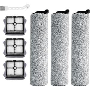 YSD Roller Brush and Filter Replacement Compatible with Tineco iFloor 3/ Floor One S3 Cordless Vacuum Cleaner, Replacement Parts Include 3 Brush Rollers, 3 Filters