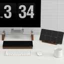 Desktop Black Glass Dry Erase Board with Wood Organizers for Small Office Supplies, Desk Whiteboard with Drawer for Home Office Cubicle, Accessories Included, Yeoux