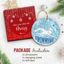 2 x Swimmer Christmas Ornament 2025 - Swimming Ornaments for Christmas Tree, Swimmer Gifts for Men, Women, Sports Gift Ideas, Swim Gifts for Athletes, Coaches, Team - Ceramic Hanging Decorations
