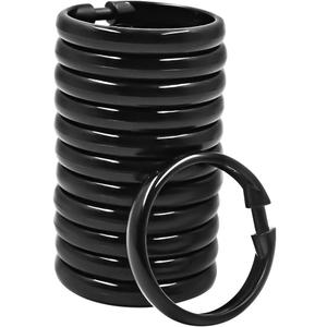 Qulable Shower Curtain Rings-12 Pack- Plastic Shower Curtain Hooks O-Shaped Rings Hook Glide Easily on Bathroom Shower Rod(Black)