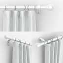 Thestoa Curtain Rods for Windows 48 to 84-92 Inch, White, Stainless Steel Rods for Bedroom, Living Room, Kitchen, Farmhouse, Outdoor