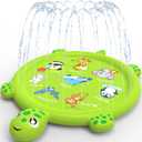Splash Pad for Toddlers 1-3, 67" Turtle Sprinkler & Splash Play Mat, Inflatable Baby Kid Pool, Summer Outdoor Water Toys for Toddlers, Boys, Girls Backyard Garden Lawn Games