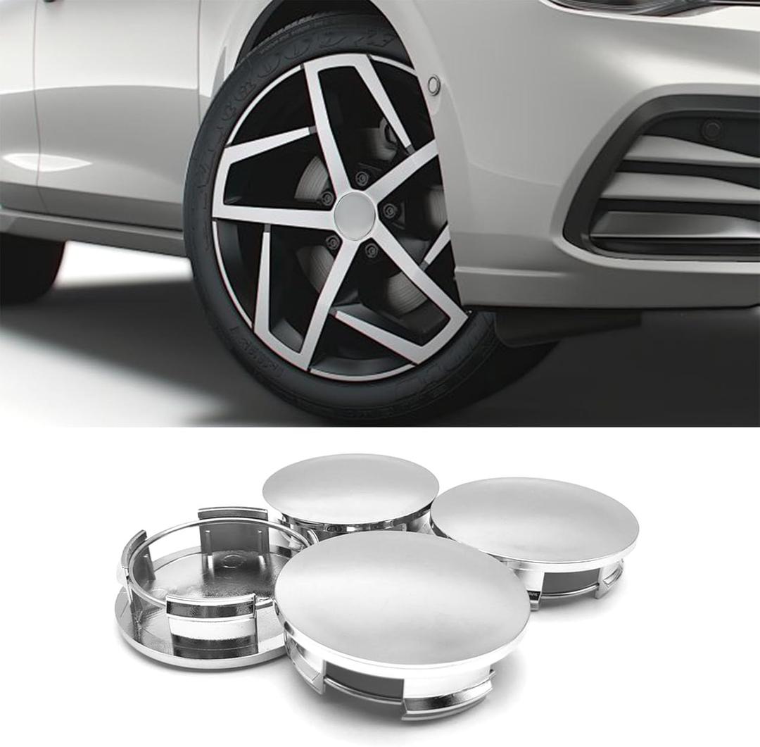 Wheel Center Caps for Rims, Snap-on Wheel Rim Hub Center Caps Cover, Universal 2.36" OD 2.2" ID Tire Dust Protection Hub Cap Cover Replace for Car Decorative Modified Accessories(4PCS,Silver)