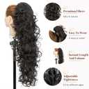 Hairro Claw Clip Ponytail Hair Extensions Jaw On Ponytails Synthetic Hair Curly Wavy Jaw/Claw Clips Pony Tail Hairpieces For Women 24 Inch 200g #1B Natural Black