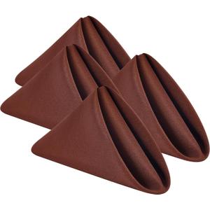 2 x Wolkemer Set of 4 Chocolate Cloth Napkins 17 x 17 Inches Solid Washable Polyester Dinner Napkins with Hemmed Edges for Dinners Parties Weddings Banquets Events Table Decoration