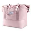 Travel Duffel Bag - Large Shoulder Weekender Overnight Bag, Carry on Bags with Wet Pocket, Waterproof Expandable Duffel Bags with Trolley Sleeve for Sports Travel Gym, Pink