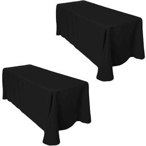 2-Pack Black Rectangular Tablecloths 90 in x 156 in with Rounded Corners - Ideal for 8 ft Tables with Floor-Length Drop - Polyester Fabric Cloth Table Covers for Wedding, Party