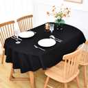 NEWISHER Black Oval Tablecloth 60x84 inch, Heavy Duty Polyester Fabric Table Cloth, Reusable Washable Solid Table Cover for Dining, Kitchen, Party, Wedding, Indoor Outdoor Tabletop Decoration