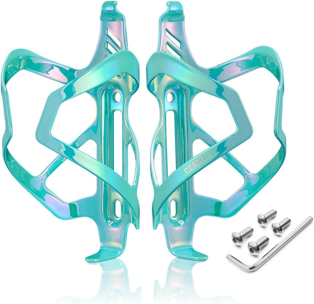 Corki Bike Water Bottle Holder, Bicycle Water Bottle Cage, 2-Pack Colorful Aqua