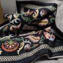 Living Room Rug 6x9 Rug Machine Washable Area Rug Floral Non-Slip Low Pile Large Rug for Living Room, Bedroom, Farmhouse, Dining Room, Kids Playroom (Vibrant Black)