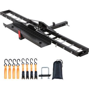 VEVOR Motorcycle Carrier, 600 LBS Steel Motorcycle Carrier Hitch Mount with 47" Longer Ramp, Scooter Dirt Bike Trailer Hauler with Ratchet Straps and Stabilizer, for Car, Truck with 2" Hitch Receiver