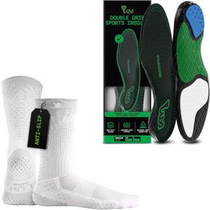LUX Sports ProCleat Performance Grip Socks & Dual Grip Sports Insoles - GripArray Insoles for Performance Sports & Athletic Socks for Performance