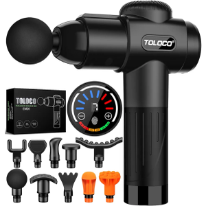 TOLOCO Massage Gun, Upgrade Percussion Muscle Massage Gun for Athletes, Handheld Deep Tissue Massager, Black