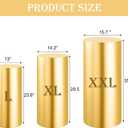SaitiMade Set of 3 - Gold Cylinder Pedestal Stand Covers, Flexible Cylinder Stand Covers for Party, Wedding or Birthday Event Decor - Only Contains Cylinder Covers