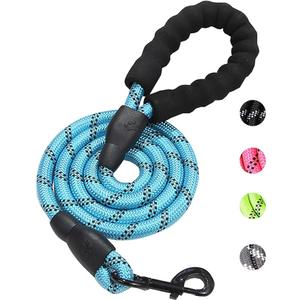 PETANK Rope Dog Leash 4 FT with Comfortable Padded Handle and Highly Reflective Threads for Small Medium Dogs (Blue, 4FT*2/ 5")