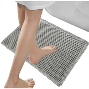 Waffle Bath Mat, Gray, 2FT 16IN
