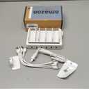 Charging Station for Multiple Devices, 6 Port 50W Fast Multi Charger Station Charging Dock with 6 Mixed Charging Cables for iPhone, iPad, Kindle, Tablet, Cellphone and Others (White)