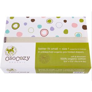 OsoCozy Organic Cotton Prefold Cloth Diapers (6pk) - Super-Soft, Thick, Absorbent, Durable, and Ecologically Friendlier.