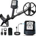 SUNPOW Rechargeable Metal Detector for Adults - 35H Battery All-Day Hunt - Waterproof Gold Detector with 10'' Deep Dual D-Coil, 4 Precision Modes for Beach & Yard, Adjustable Shaft  OTMD15 (Blue Black)