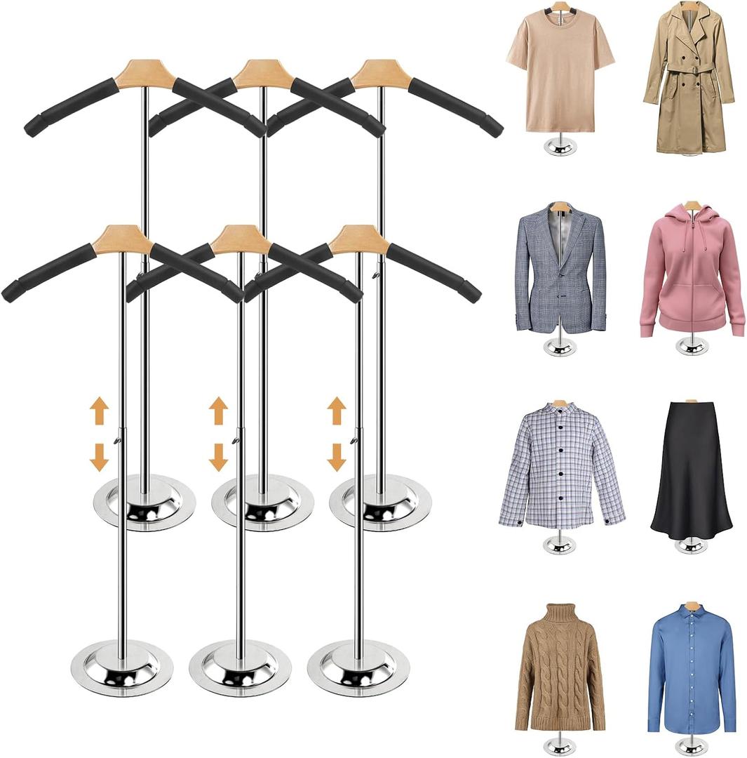 20-35 Inch Height Adjustable Shirt Display Stand, T Shirt Display Stand for Vendors, Mannequin Torso for Clothing Dress Garment Coat Retail (Black, 6 Pcs)