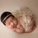 Coberllus Newborn Photography Wrap | Starry Wrap Blanket for Baby Photo Props | 15.74 X 62.99 inch Newborn Photo Shoot (Gold)