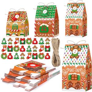 Woanger 24 Empty Advent Calendar Boxes to Fill, Christmas DIY Advent Calendar 24 Days Countdown Gift Xmas Gingerbread House Candies Treats Boxes for 2025 Xmas Holiday Decor(Classic Style)