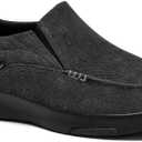 OrthoComfoot Men's Orthopedic Comfortable Slip-On Shoes with Arch Support, Orthotic Loafers for Plantar Fasciitis, Canvas Leisure Vintage Flat Walking Shoes for Foot and Heel Pain Relief (12, W2-black)