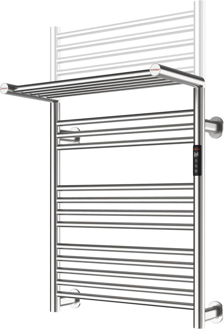 Heated Towel Rack Foldable Smart Dual-Zone APP No-Drill Brushed CA3, Size: Ultra-17Bar H35.43 x W21.65