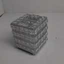 Sumnacon Crystal Square Tissue Box Cover - Sparkling Cube Glass Tissue Box Holder, Decorative Facial Tissue Holder for Bedroom Bathroom Dresser Night Stand Table Countertop Home Decor, Silver