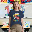 100 Days of School Shirts for Women Happy 100th Days Teacher T-Shirt Funny Pencil Apple Tee Tops (XL)