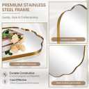 ANDY STAR Scalloped Bathroom Mirror, 24x36 Inch Brushed Gold Vanity Mirror in Stainless Steel Metal Frame, Unique Oval Mirror with Modern Curved Edge Design, Ideal for Bathroom, Bedroom, Entryway